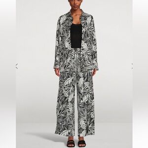 FRAME Black and White Wide-Leg Pants - matching shirt available